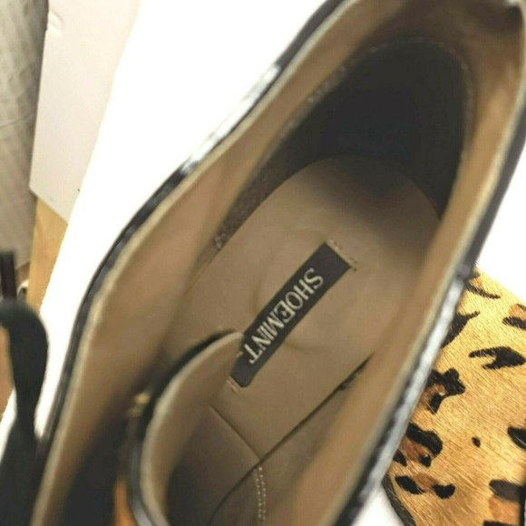 Shoemint Wedge Ankle Bootie Pony Hair Round Toe Womens 8 Lace up Jolly workwear - Picture 9 of 11